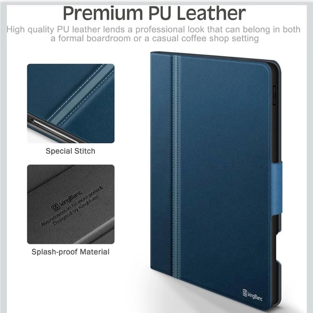 KingBlanc for iPad Air 13-inch Case (M3 2025/M2 2024) with Pencil Holder, Blue